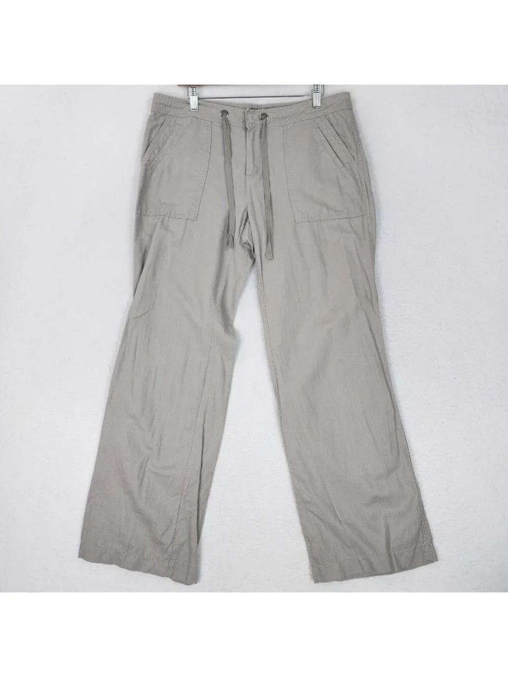 Banana Republic Pants Womens 12 Gray Linen Cotton Surplus Wide Leg Martin Fit
